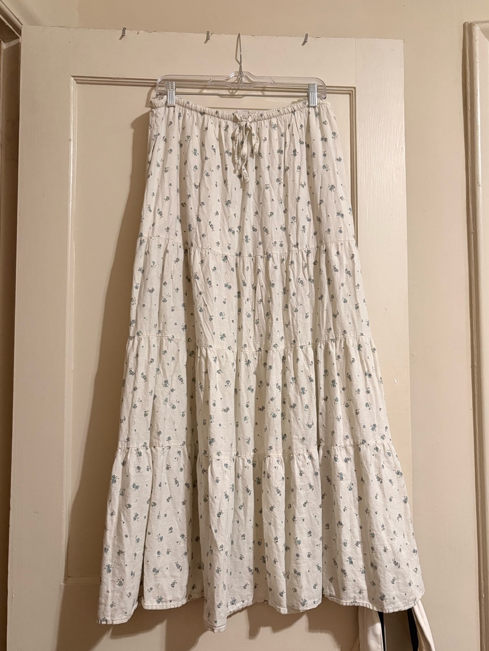 Cotton On White Linen Ditsy Floral Tiered Maxi Skirt Size 12